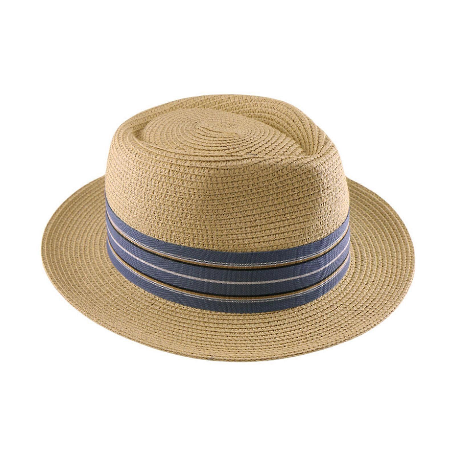 Foldable Straw Braid Bucket Hat With Breathable Design And Belt For Outdoor Family Activities Multicolor