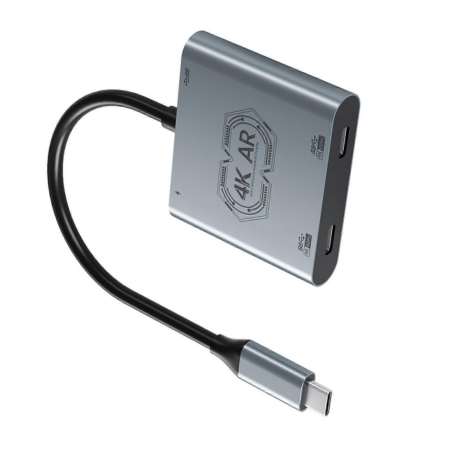 Multifunctional Type C Dock PD100W Charging 4K 60Hz Video Output USB3.0 Adapter for AR Glasses Handheld Consoles Multicolor