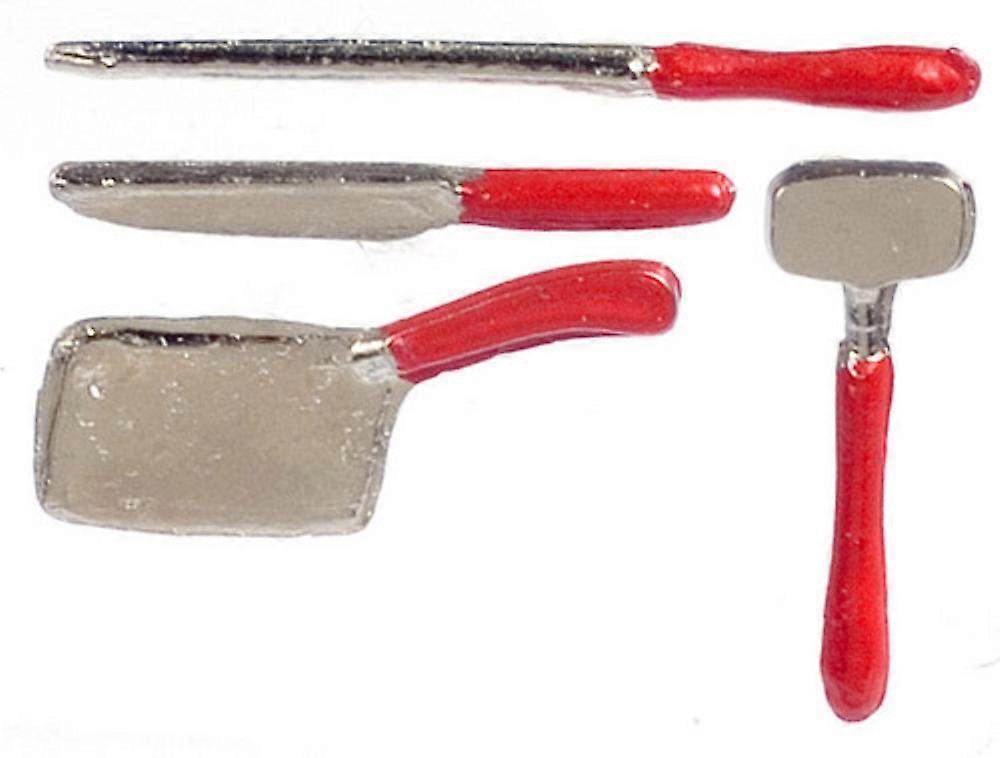 Dolls House Miniature Metal Butcher Block Tools 1:12 Scale Shop Accessory 