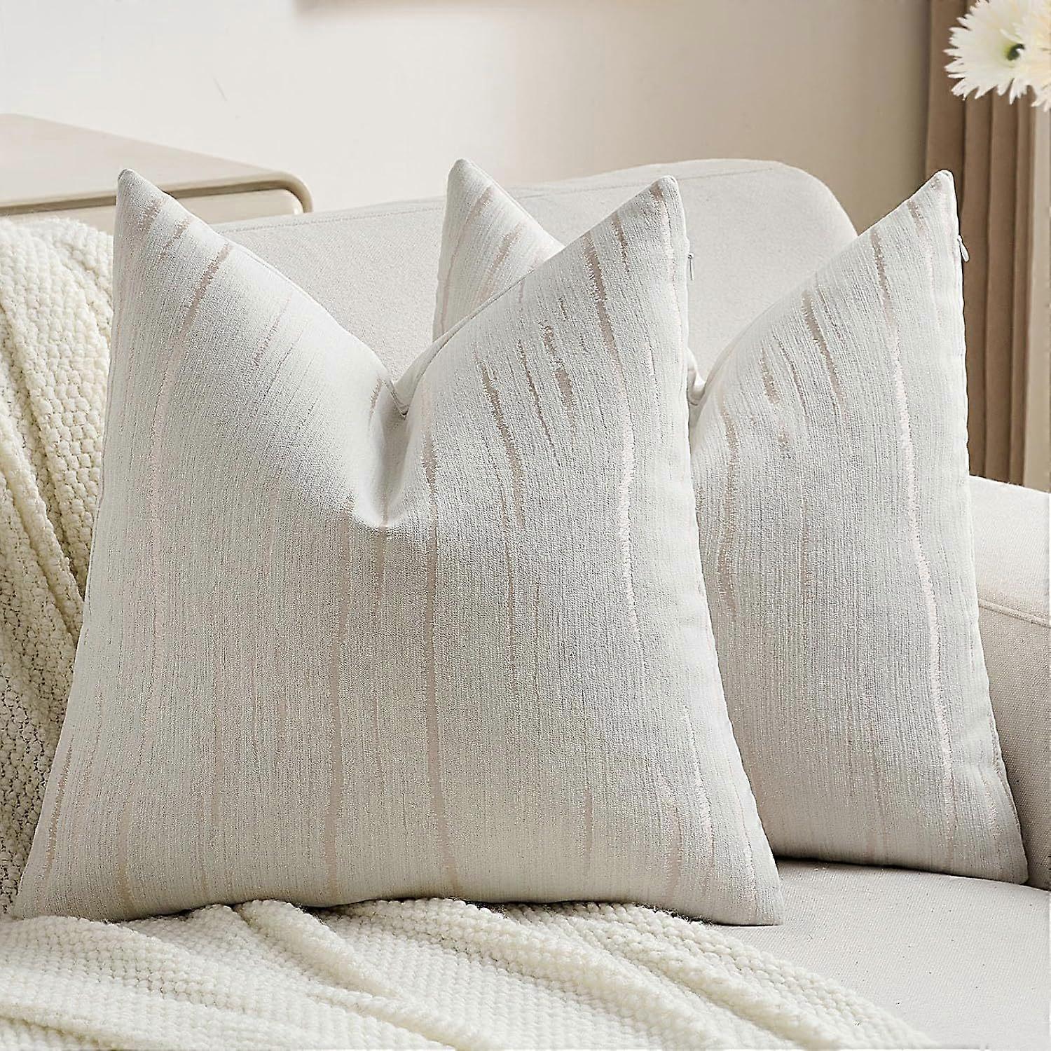 Cream-colored 40*40cm soft textured chenille throw pillowcase, decorative pillowcase, square solid color cushion cover