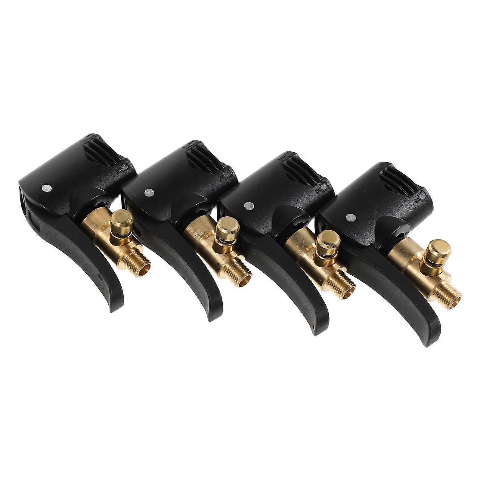 4pcs Tire Valve Adapter with Quick Connect Clip and Deflation Function for Car Bike Motorcycle Pump