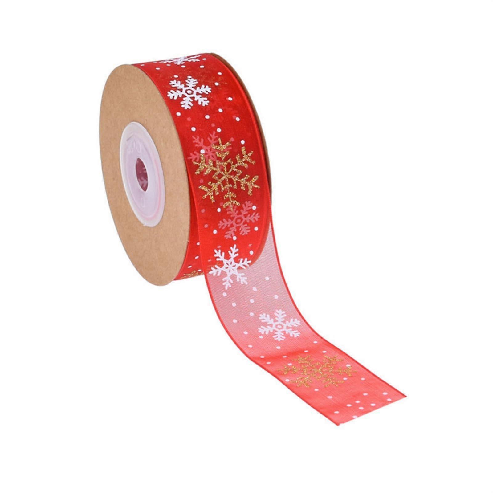 Christmas Ribbon with Snowflake Pattern for Gift Wrapping, Crafts and Holiday Decorating