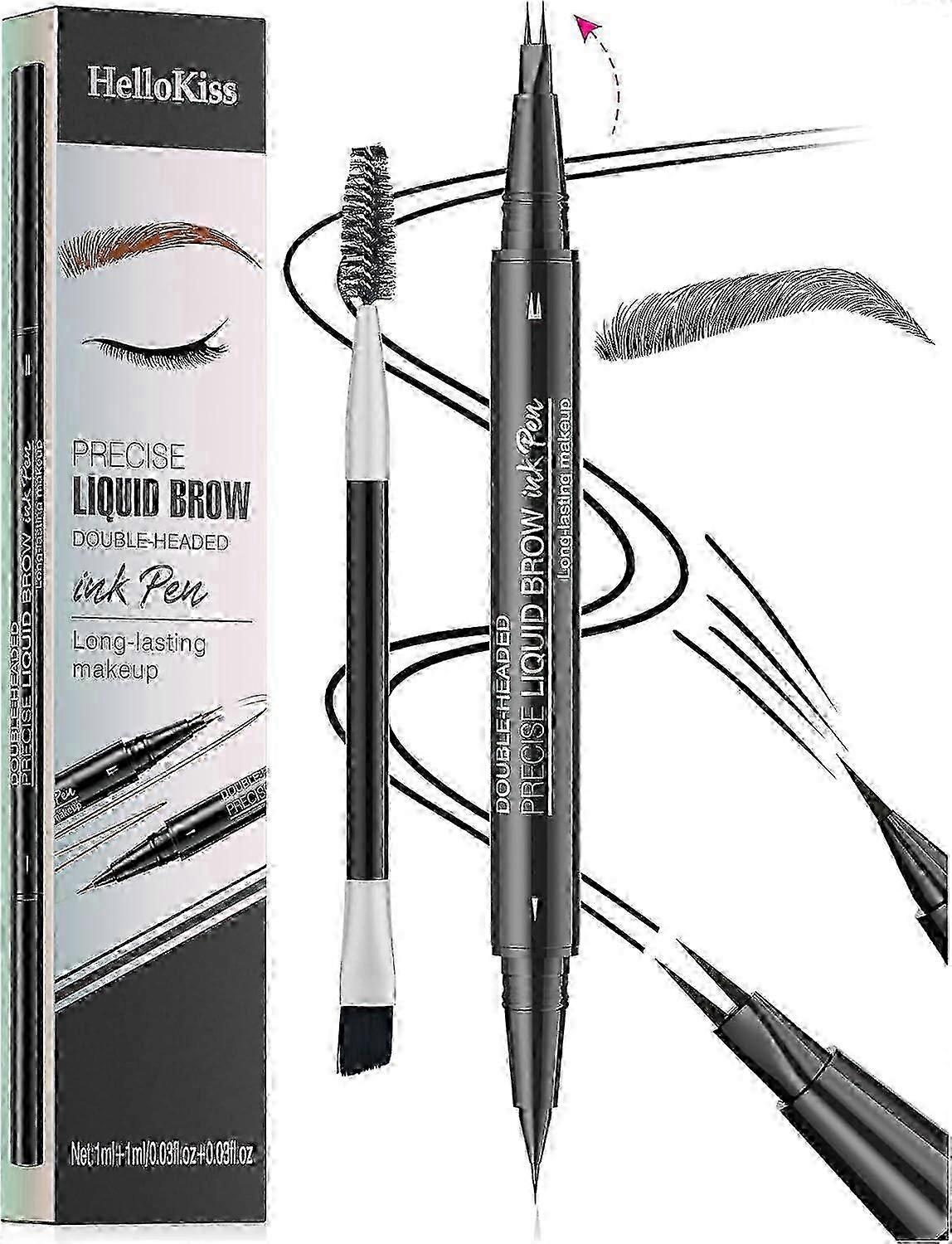 Crayon à sourcils Natural Brow, nouveau crayon à sourcils microblading 2 en 1 à double extrémité, avec pointe micro-fourchette et pointe pinceau précise