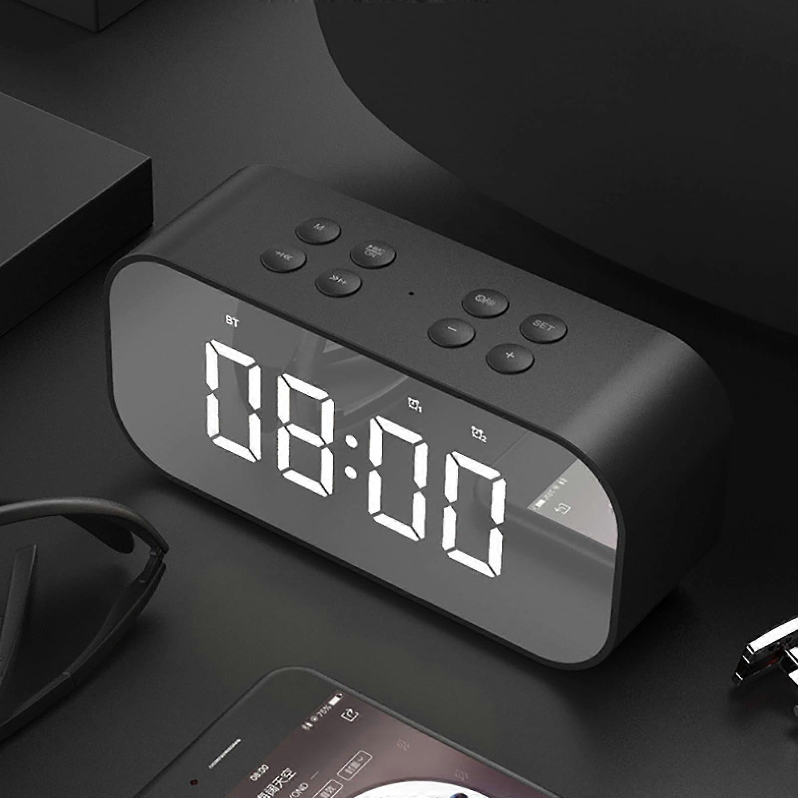 Miayilima Speaker Mini Creative Clock Portable Plug In Card Heavy Subwoofer Bedside Alarm Clock Small Speaker