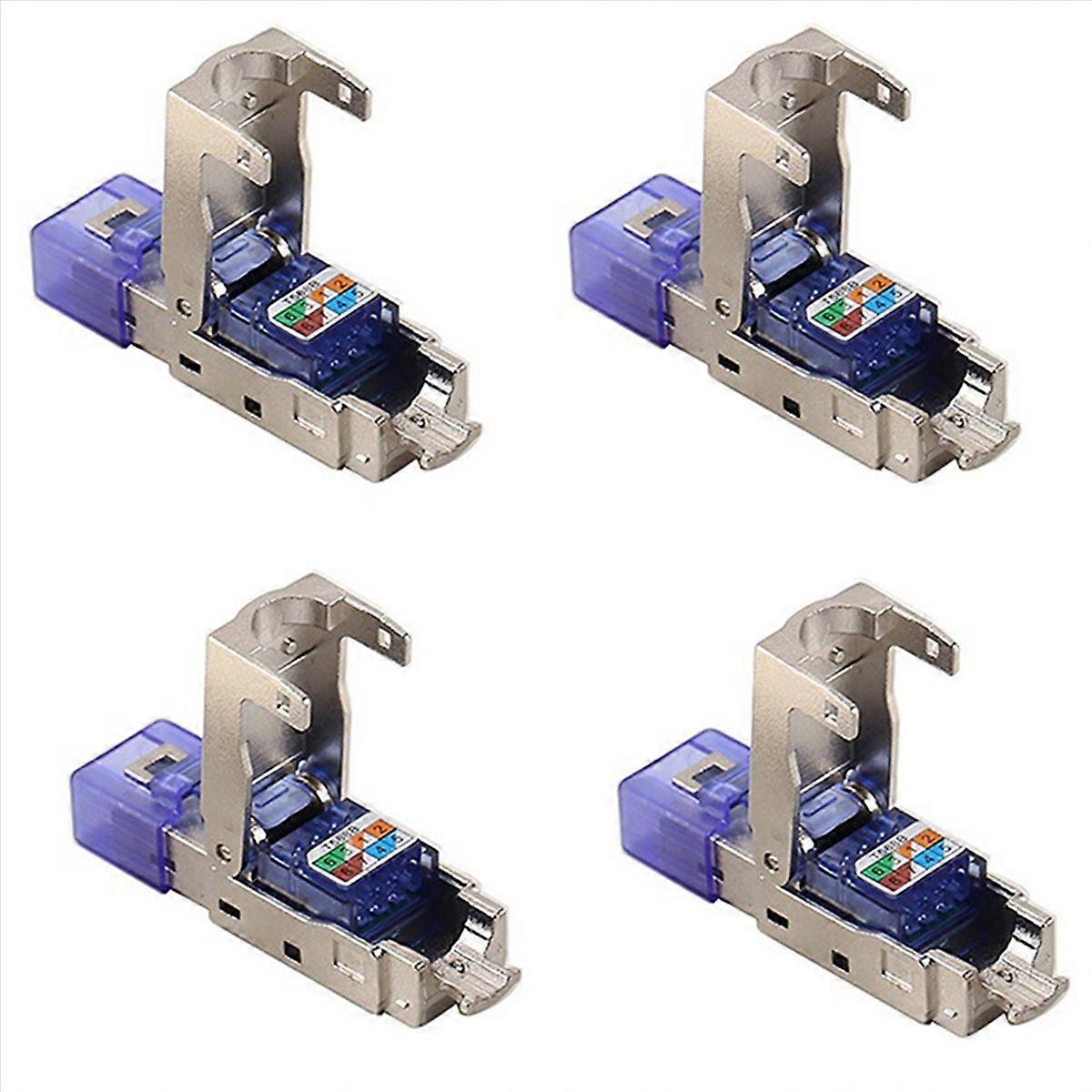 4X CAT8 RJ45 Connector Plug Without Crimping Tool CAT8 40Gbps 50U Zinc Alloy Shielded Network Cable 