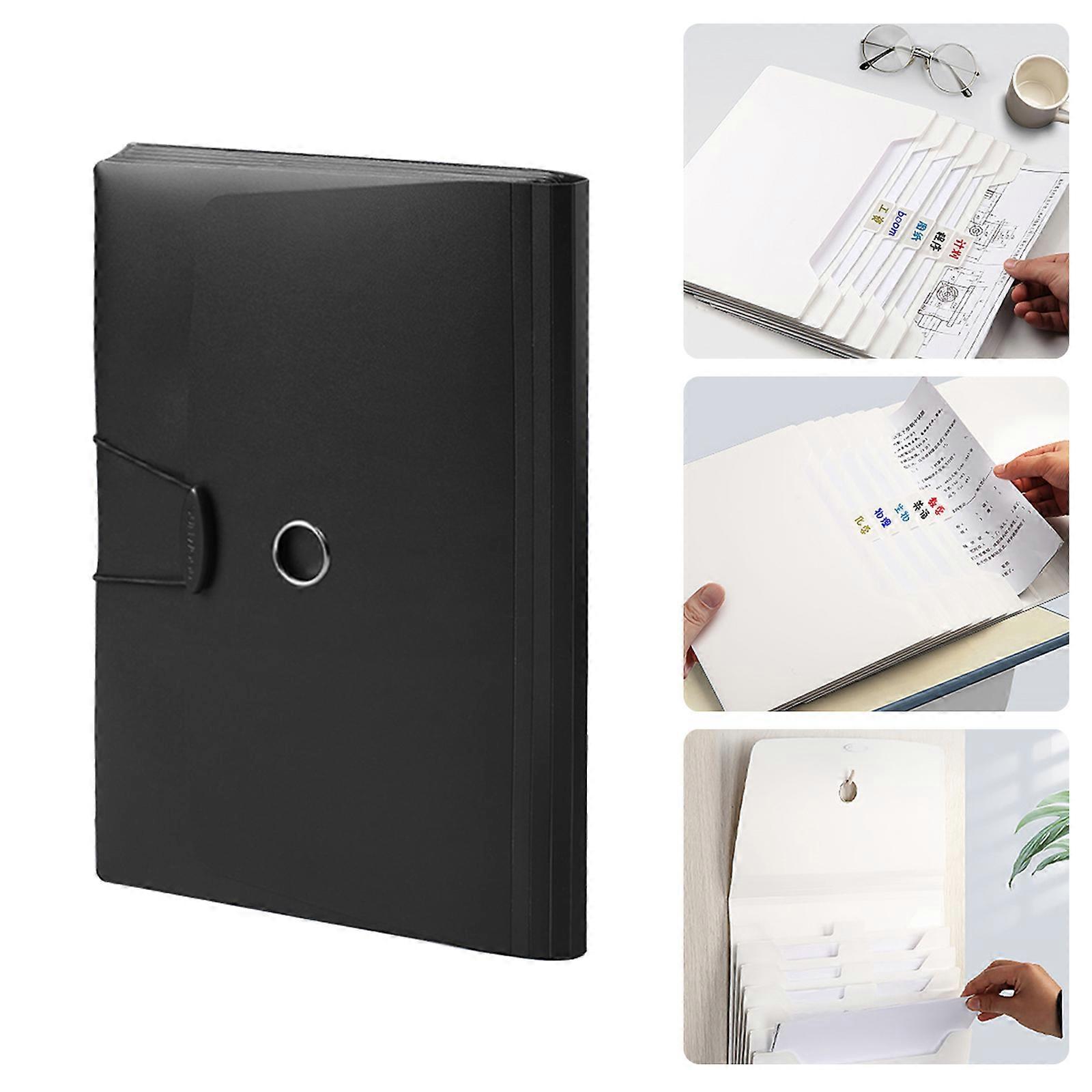Letter Size File Folder Elastic String Closure Expandable Accordion Folder Wall Document Organizer Folder for Office  Black