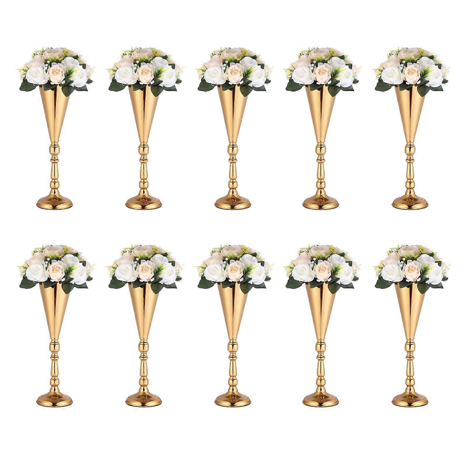 Metal Wedding Centerpiece Vases Set of 10 Tall Table Decorations for Reception Party Home