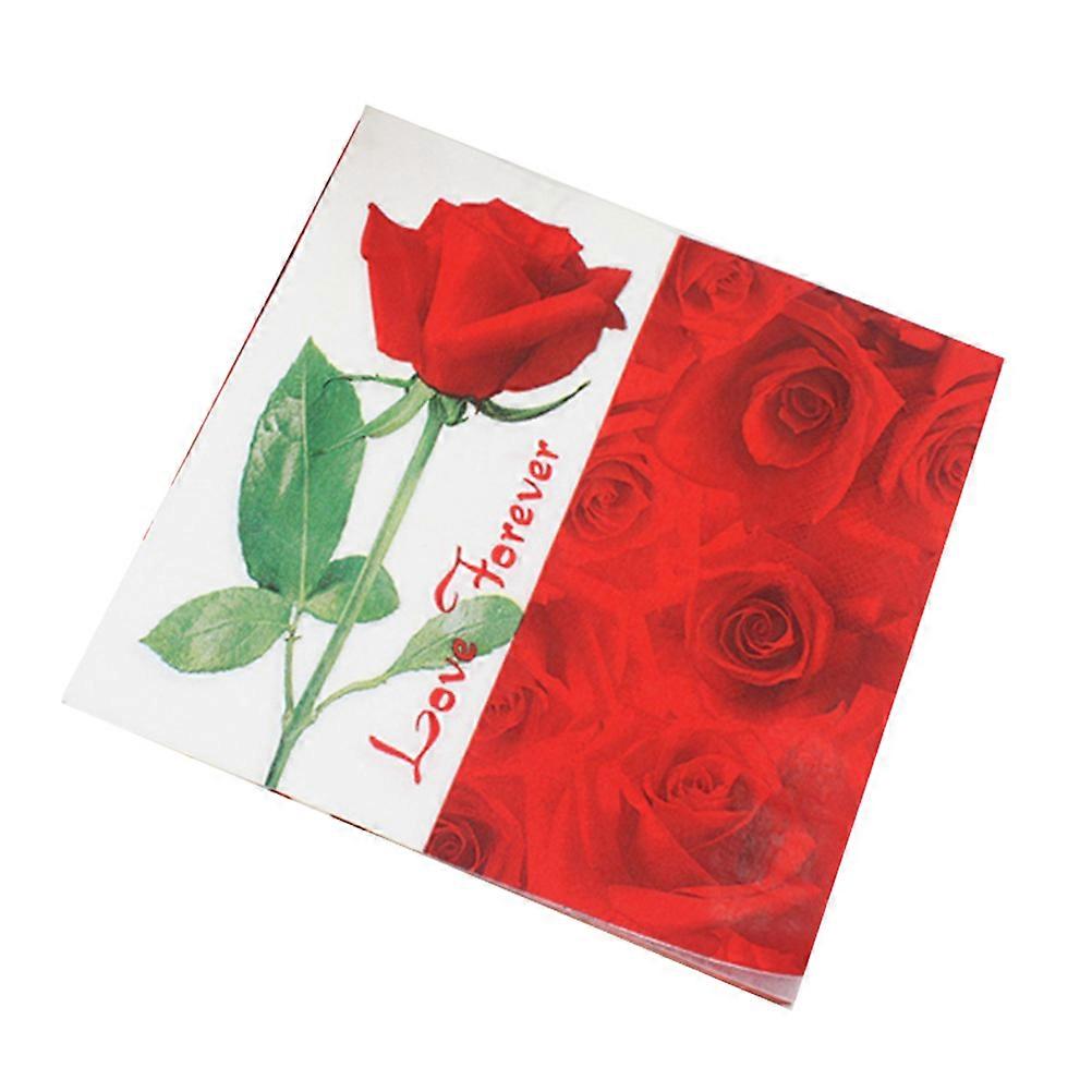 Paper Napkins Red Rose Napkin for Party Use Colorful Design