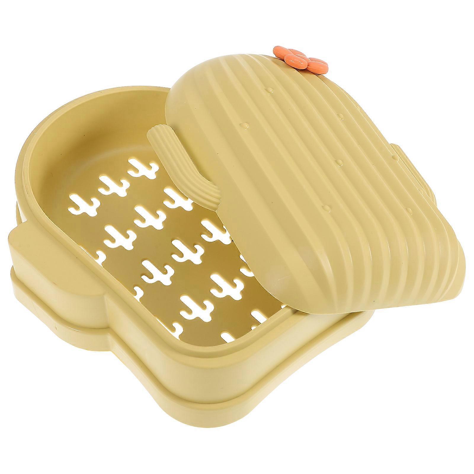 Cactus Shaped Soap Dish for Bathroom Use with Lid Plastic Soap Holder