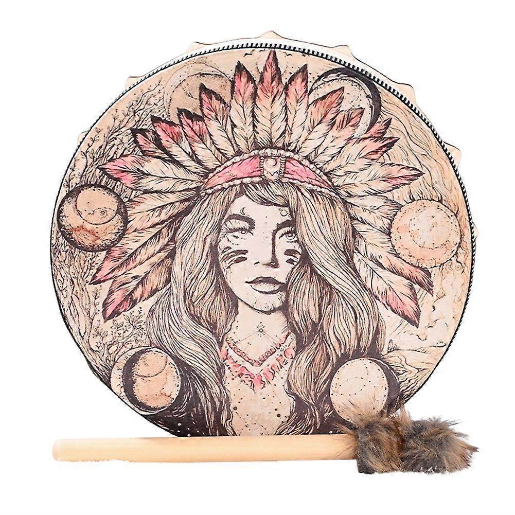 Indian Drum with Drum Sticks Spiritual Healing Chakra Balancing Reflection Meditation Frame