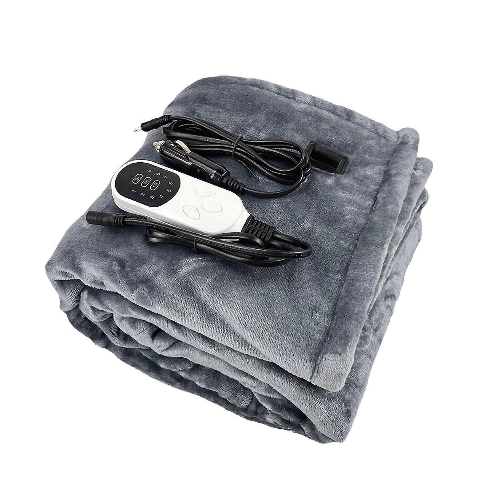LSLJS 40"x30" Heated Blanket, Fleece Electric Throw Blanket Double-Sided, 9 Heat Settings, 8H Auto Off, Overheat Protection, Machine Washable, Gray
