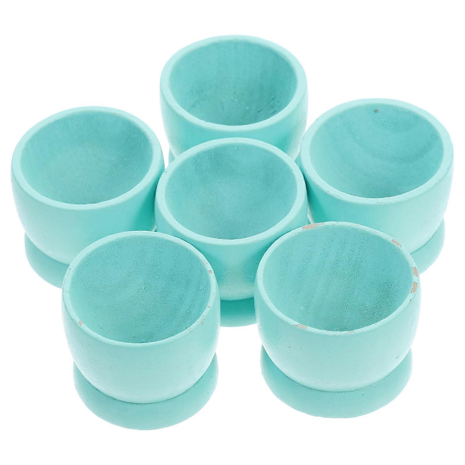 Egg Holder Countertop Wooden Easter Egg Cups for Storage 6Pcs Cute Design
