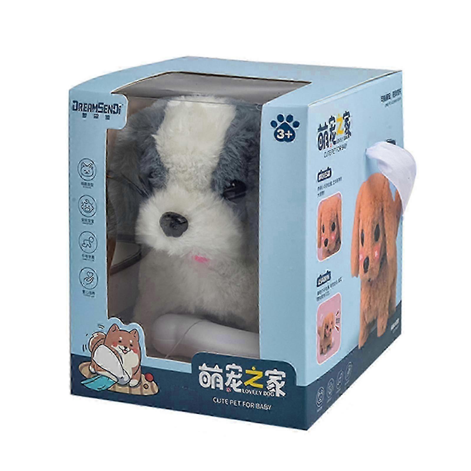 Interactive Robot Puppy Walking Plush Toy with Gift Box for Children Playtime and Entertainment