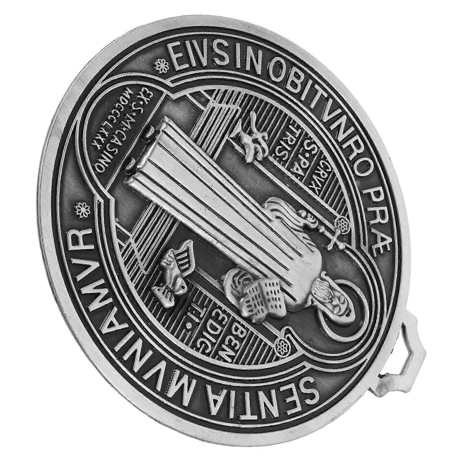 Silver St Benedict Medal Cross Decoration for Religious Display