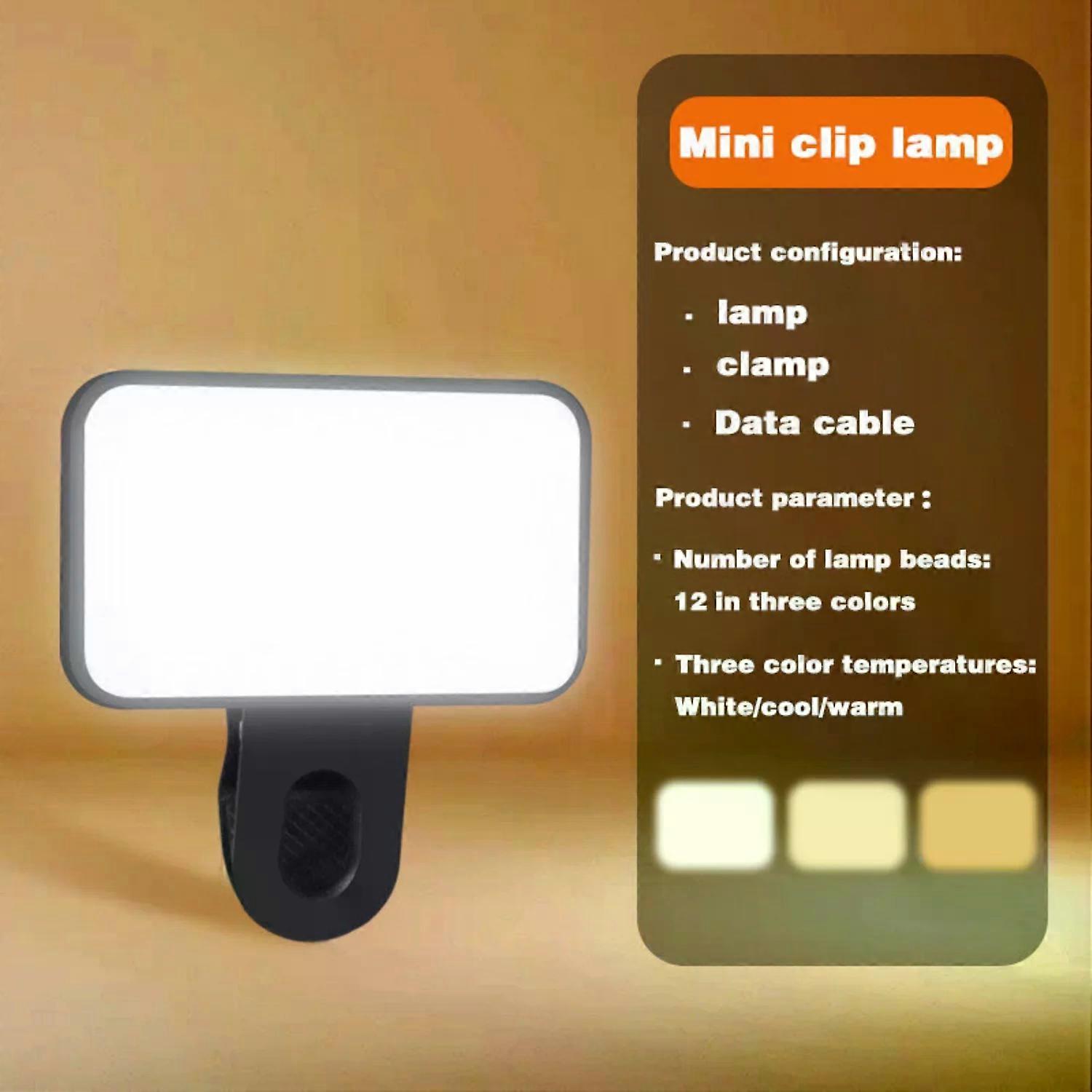 Protable LED Selfie Light Plus Adjustable Brightness Clip-On Phone Camera Rechargeable Fill Light for Mobile Phones Computers