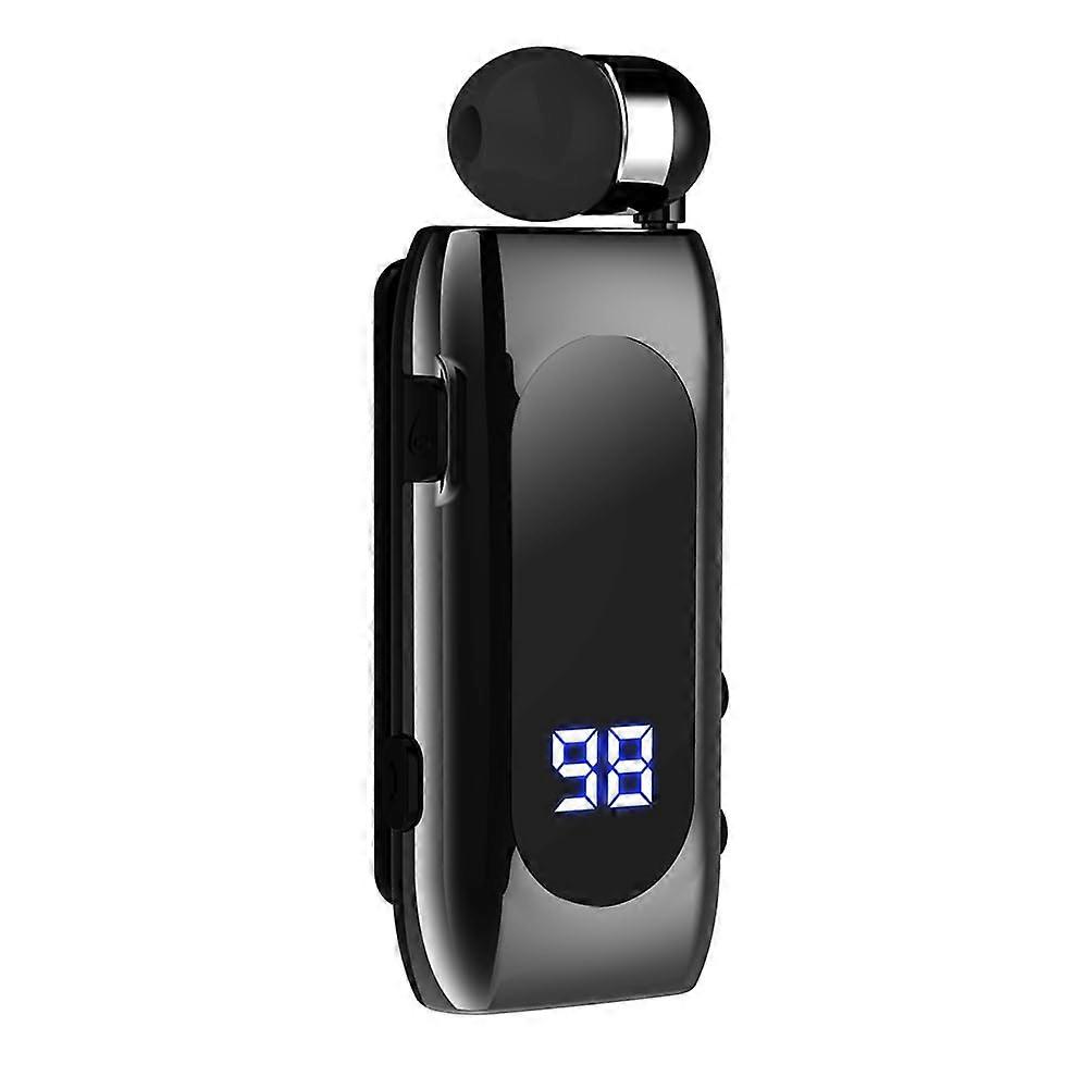 K55 Lavalier Retractable Headset Bluetooth 5.2, Call Reminder Vibration, ClipOn Auricular Headset Black, Easy Install
