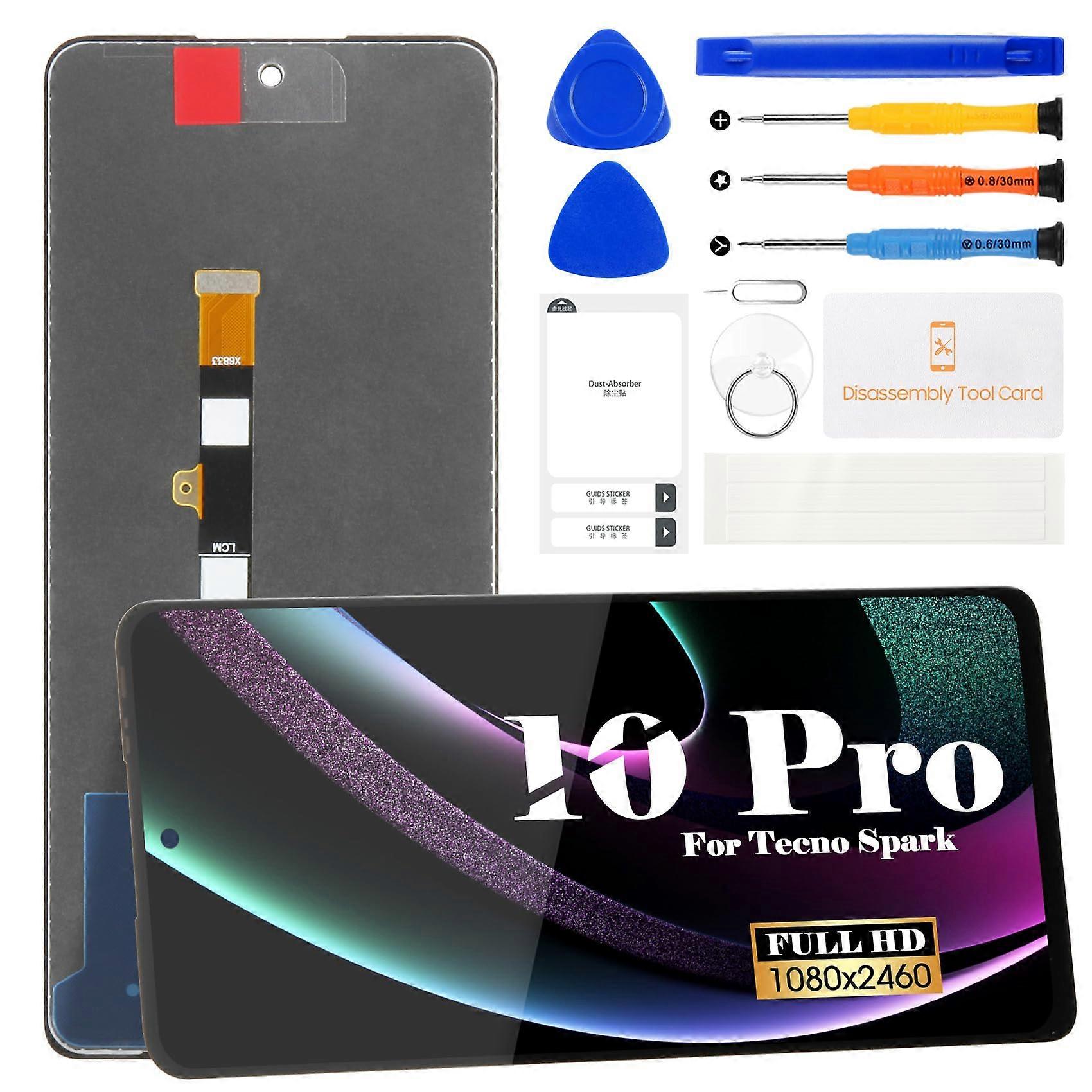 LCD Screen Replacement Touch Digitizer Assembly  Kit Black for Tecno Spark 10 Pro KI7