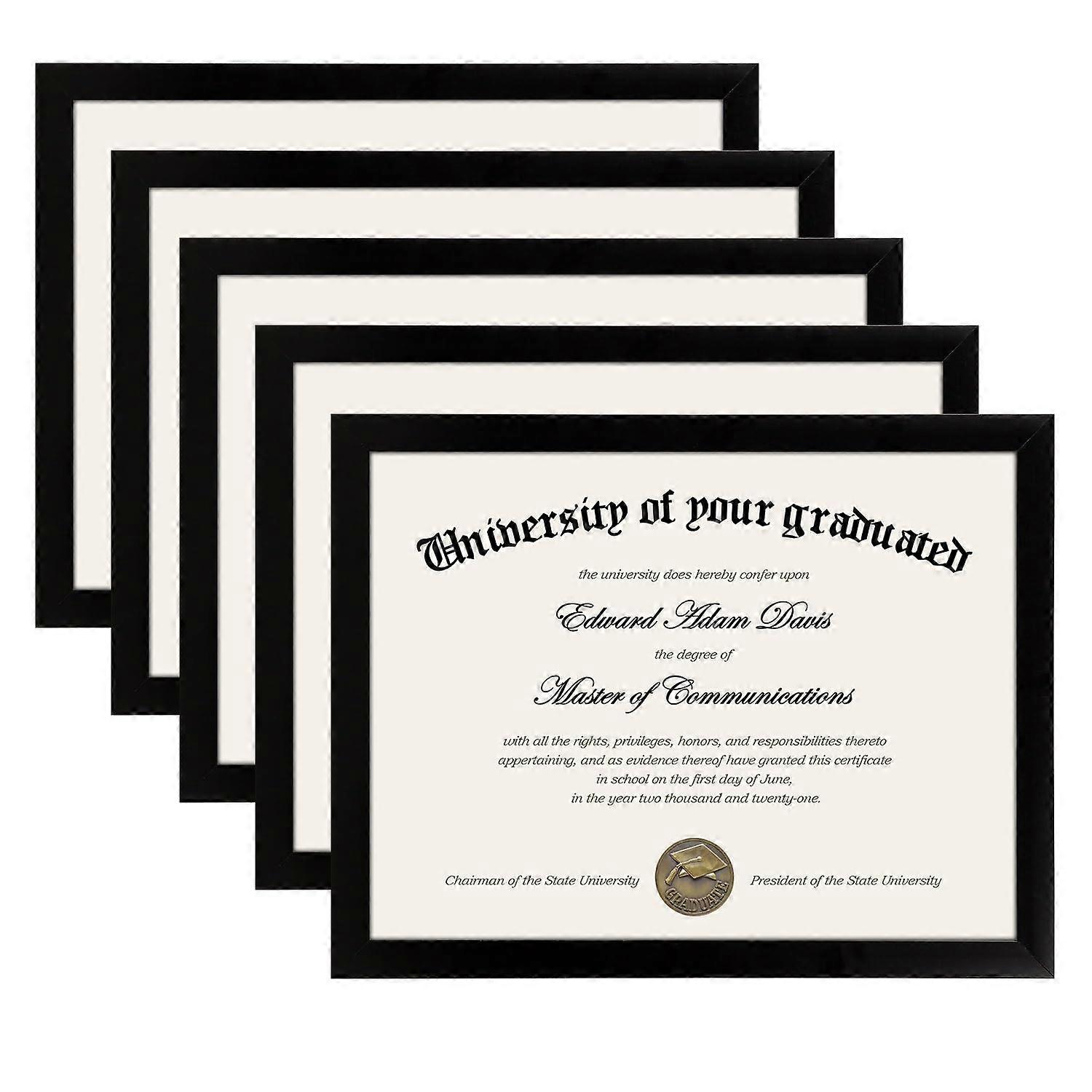 8.5x11 Certificate and Document Frames Set of 5, Black Diploma Display with  Definition Glass