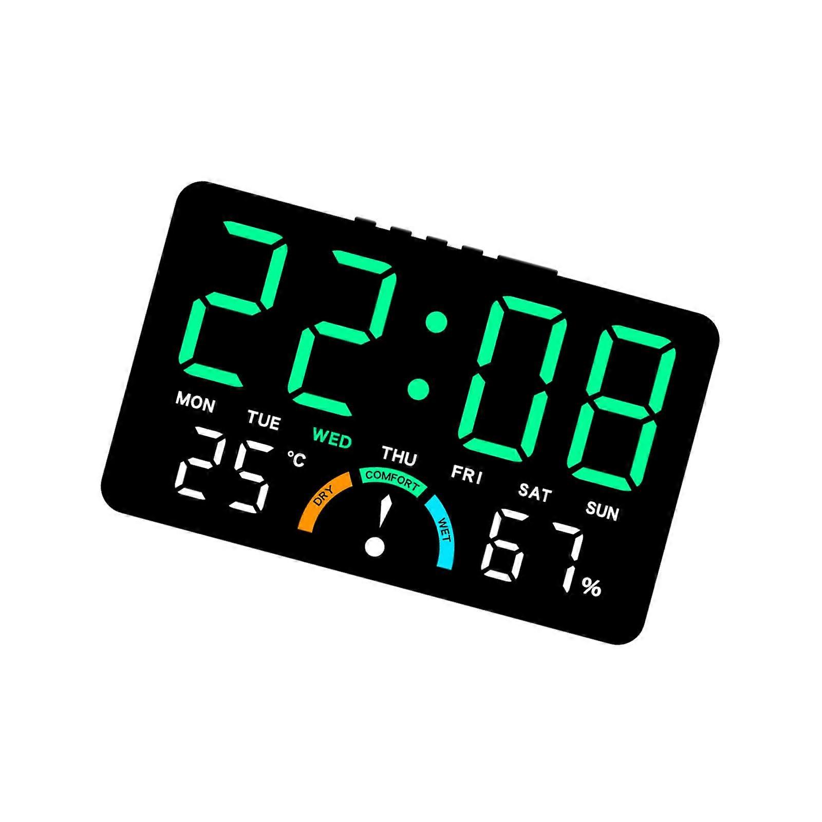 LED Digital Clock with Large Display Temperature Humidity Monitor Dual Alarms Wall or Desk Use