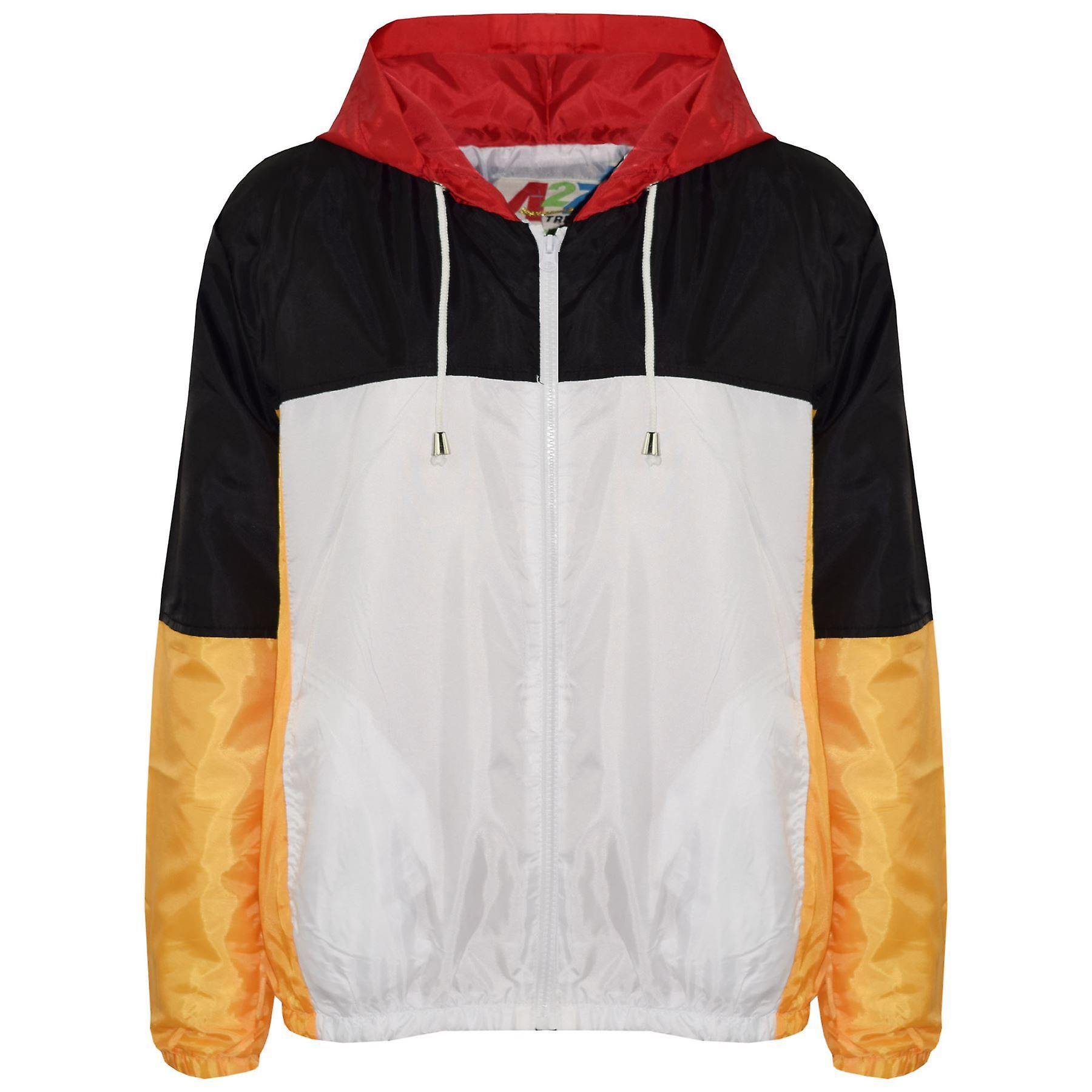 Kids Unisex Contrast Panelled Hooded Mustard Raincoats