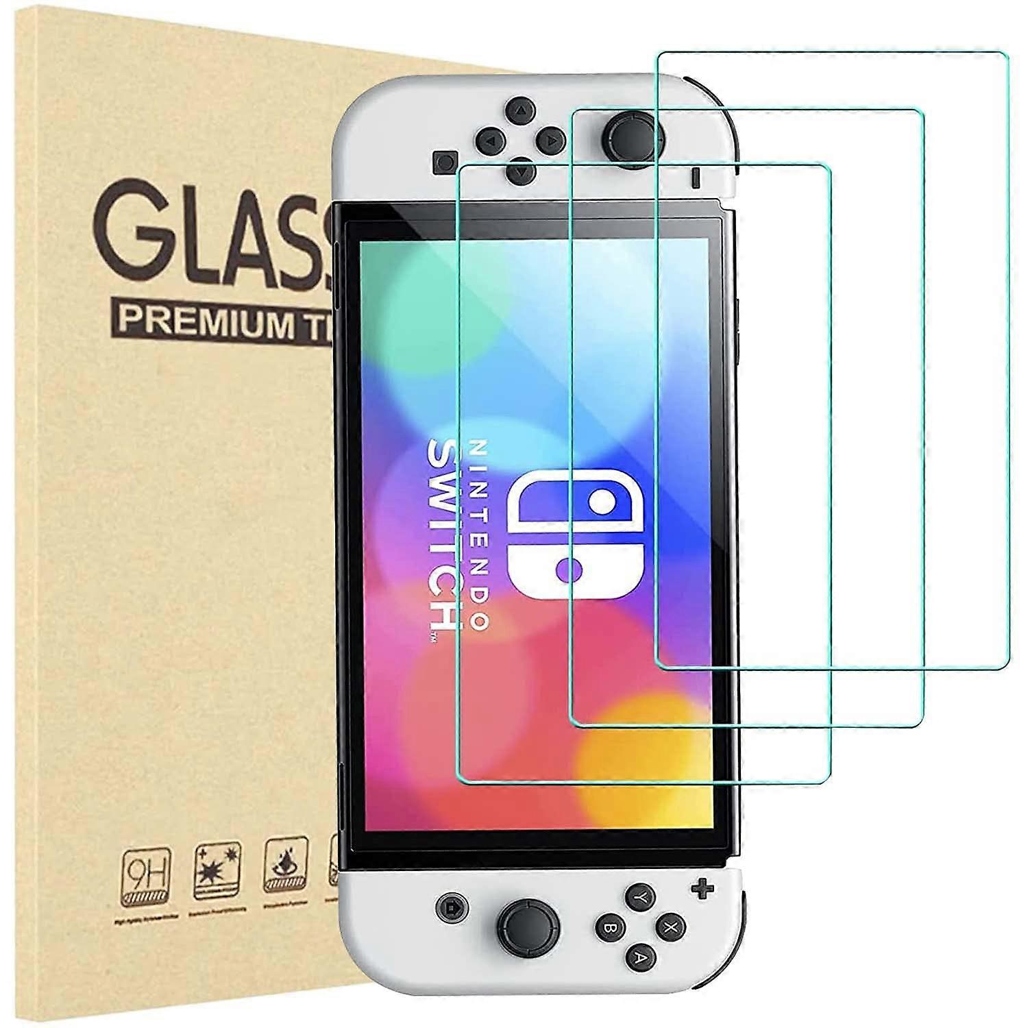 Screen Protector for Nintendo Switch OLED 3 Pack Tempered Glass AntiScratch HD Clear Bubble