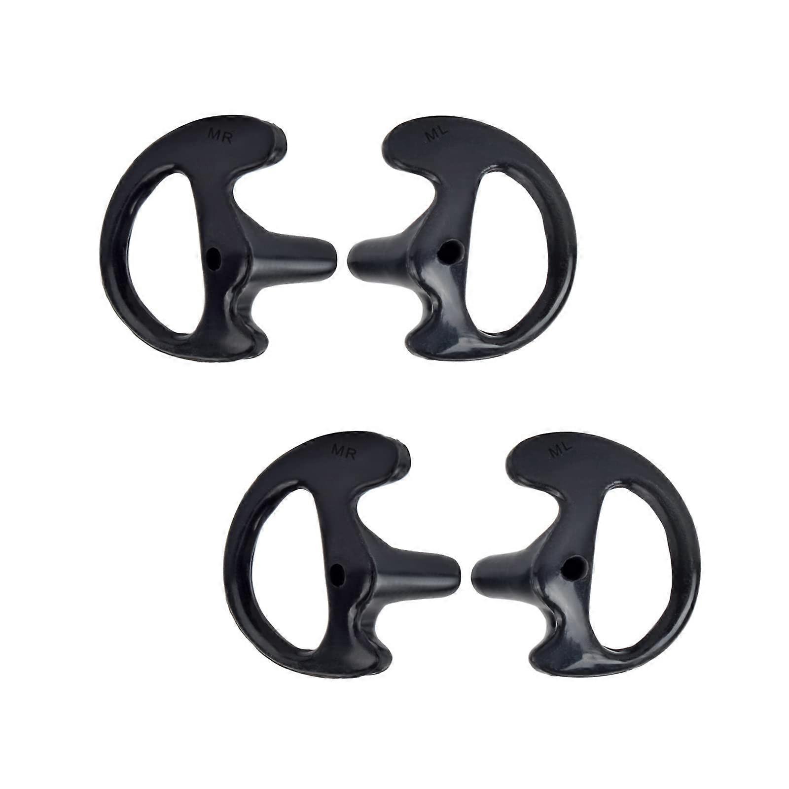 Walkie Talkie Earpiece Acoustic Tube with Soft Flexible Open Ear Inserts Medium Size Left and Right 2 Pairs Black
