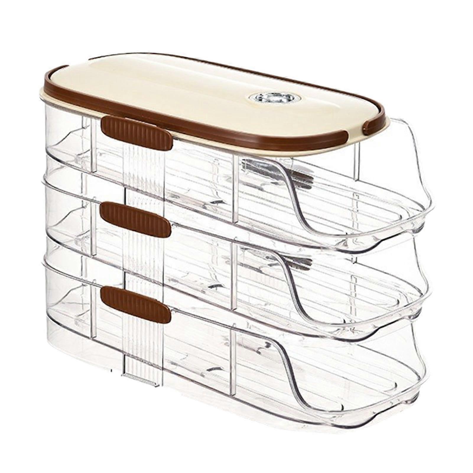 Egg Dispenser with Easy RollDown, 3 Tier Egg Storage Container for Refrigerator, Space Saving Organizer
