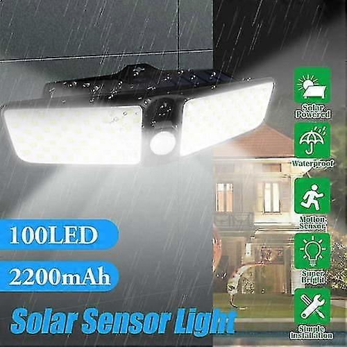 100 LED Dual Security Detector Solar Spot Light Motion Sensor Outdoor Floodlight