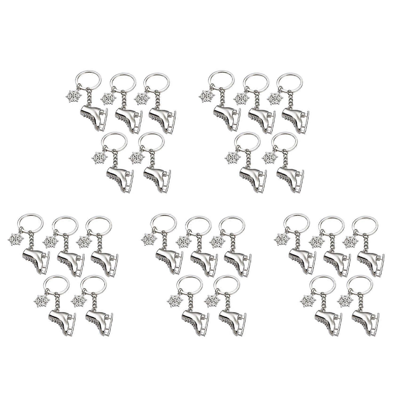 25 Pack Ice Skates Snowflake Keychain 3D Skating Skate Shoe Key Ring for Winter 