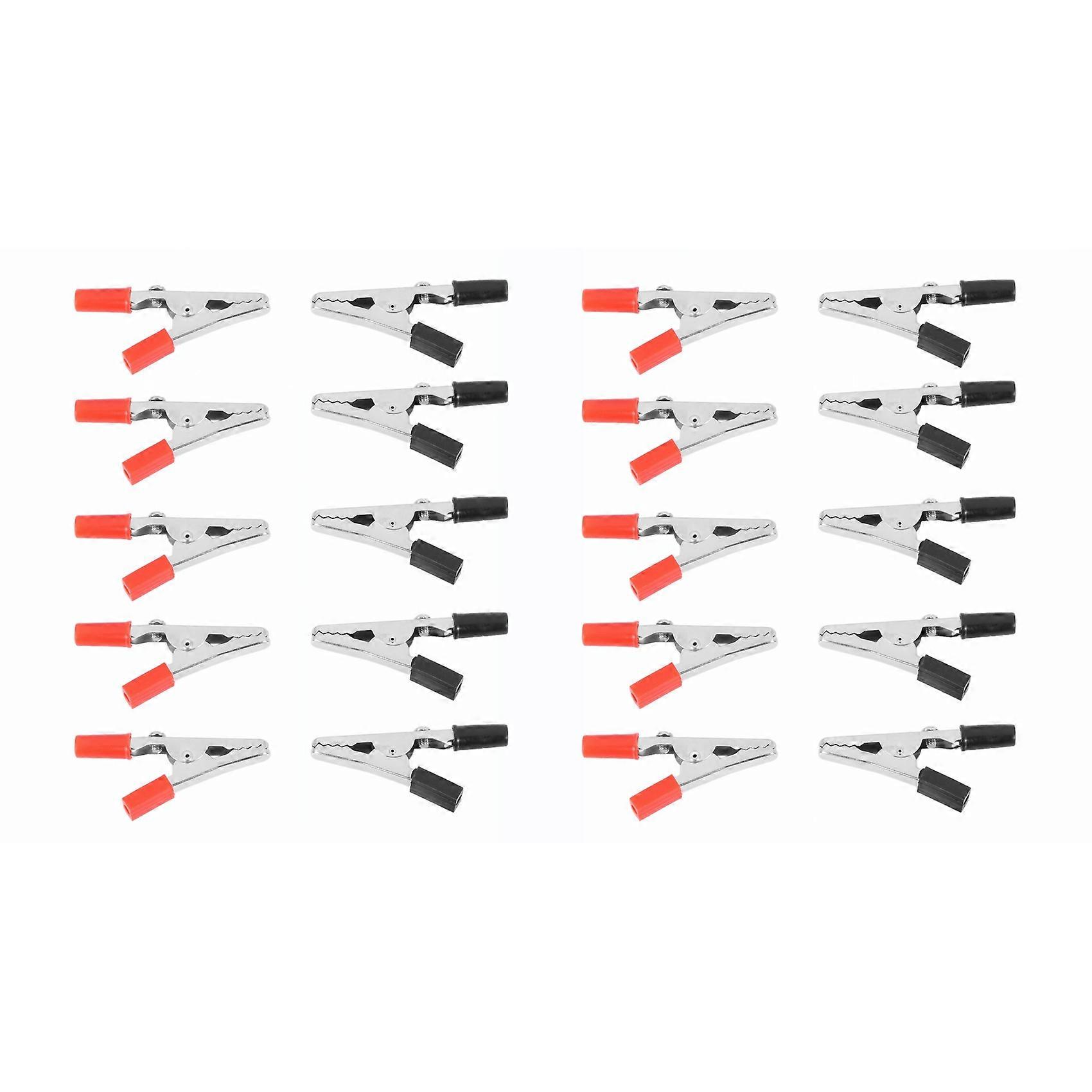 20 Pcs 50mm Plastic Handle Test Probe Metal Alligator Clips