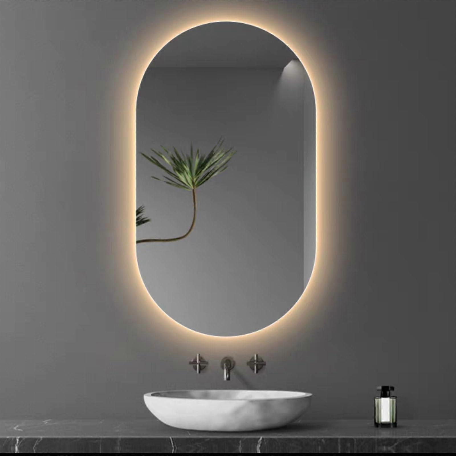 Oval LED Vanity Mirror with Lights 40x80cm Dimmable Wall Mounted Bathroom Makeup Mirror