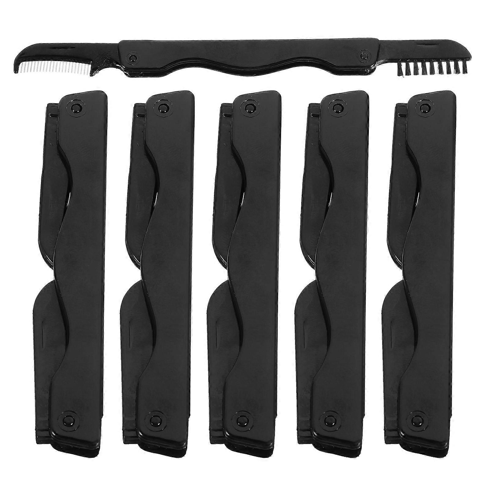 6Pcs Eyebrow Brush and Comb for Home Use Foldable Black Dual Tool