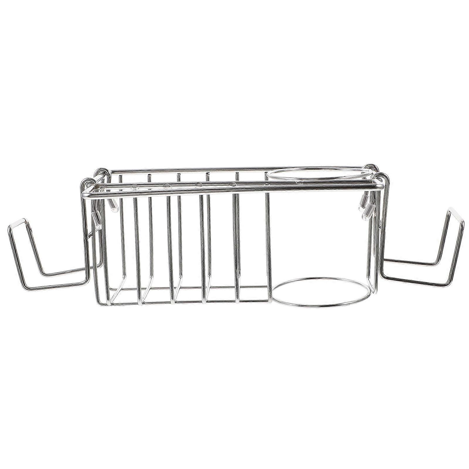 Kitchen Sink Sponge Holder Multiuse for Drain Basket 1 Piece Silver