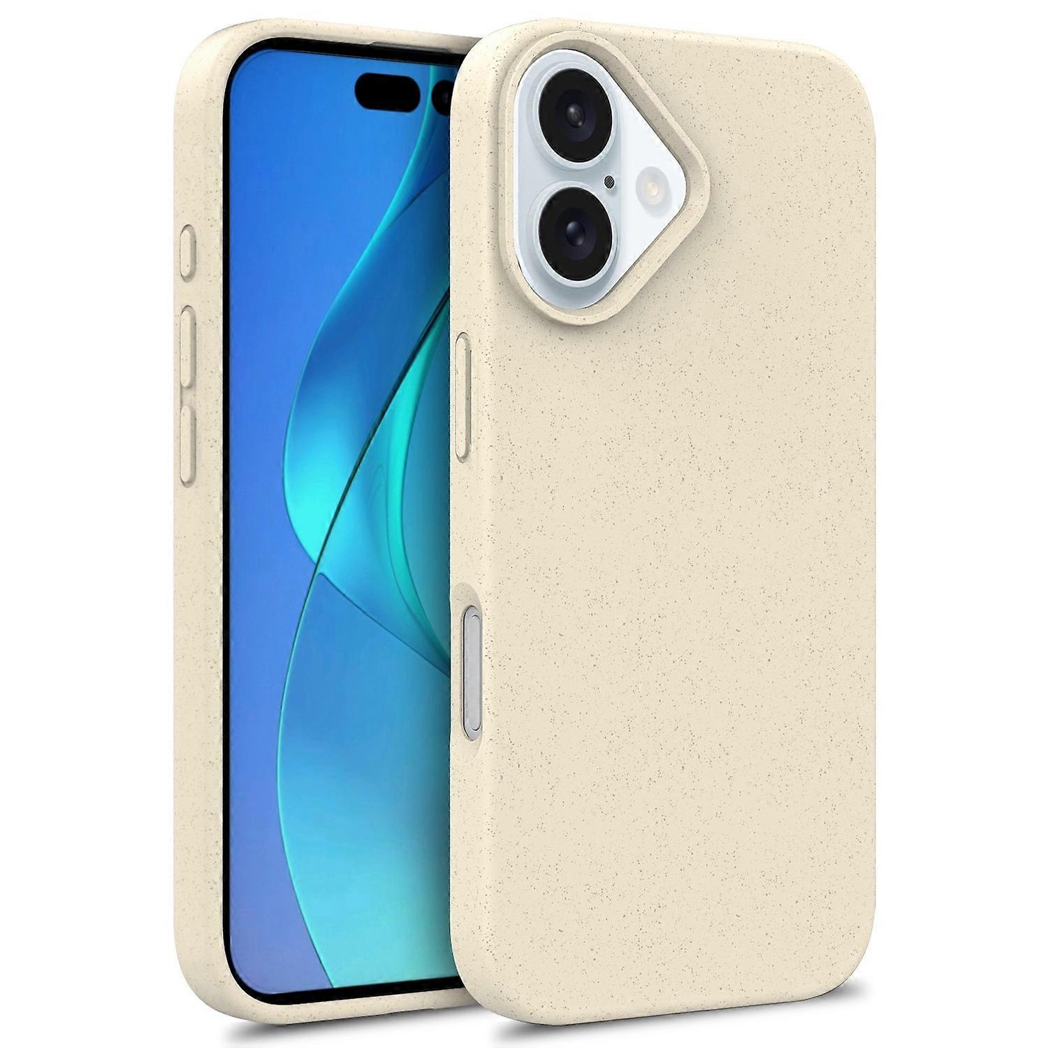 For iPhone 16 Plus Case Wheat Straw+TPU Phone Cover Compostable