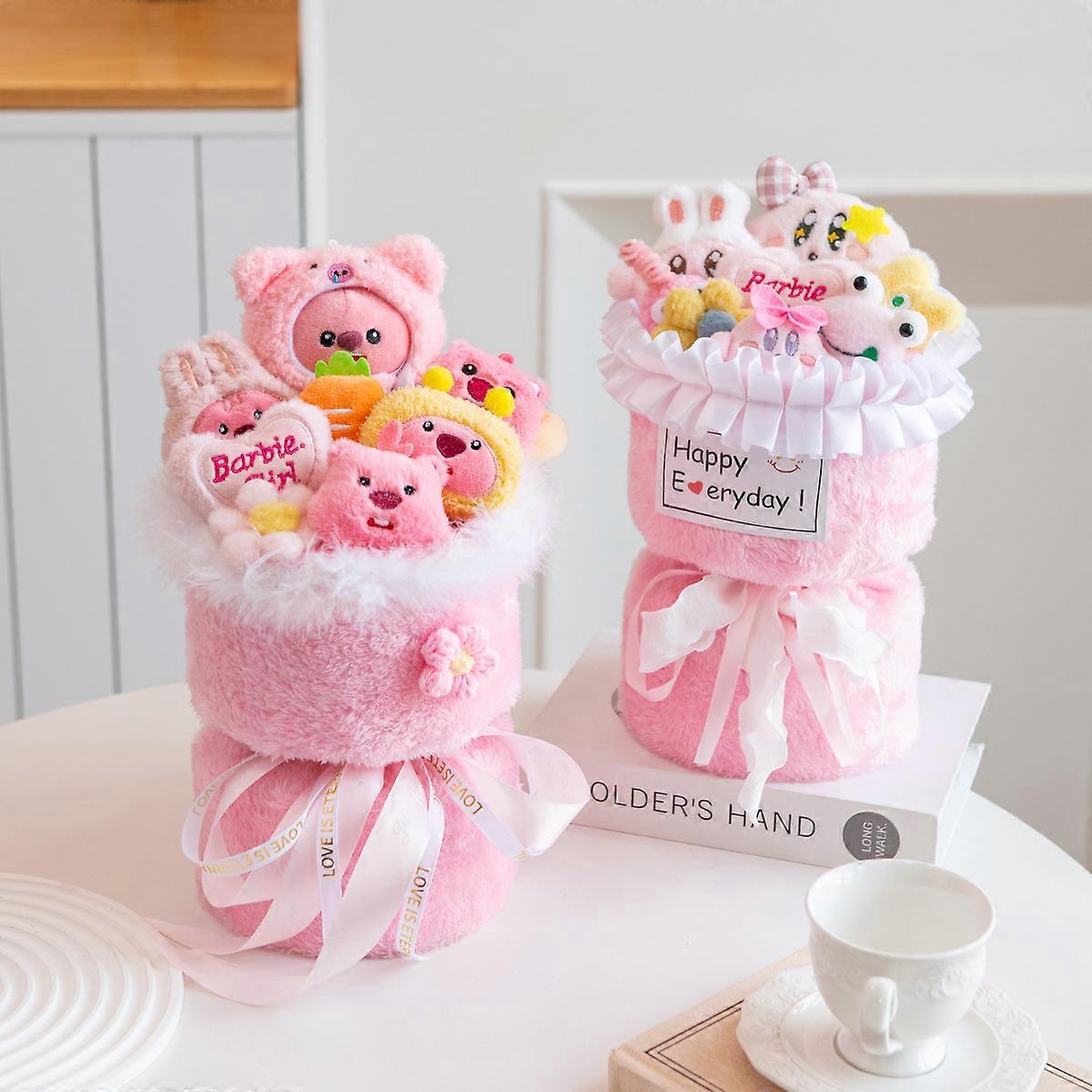 Kuromi Peluche Bouquet de Fleurs Hello Kitty Cinnamoroll Peluche Kawaii Décoration Poupée Cadeau Saint-Valentin Fille