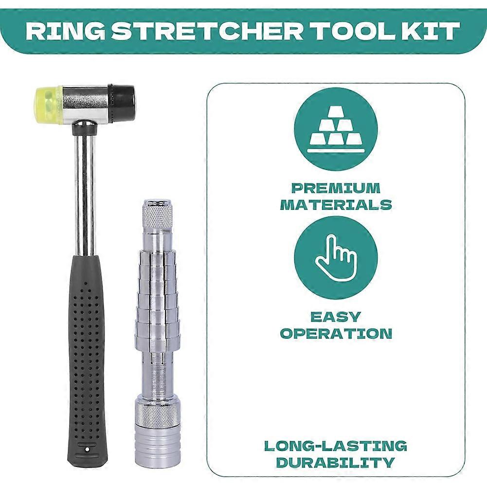 Jewelry Ring Stretcher Tool Kit with Rubber Mallet Ring Expander and Extender for Ring Making Sizer Shaper Adjusting