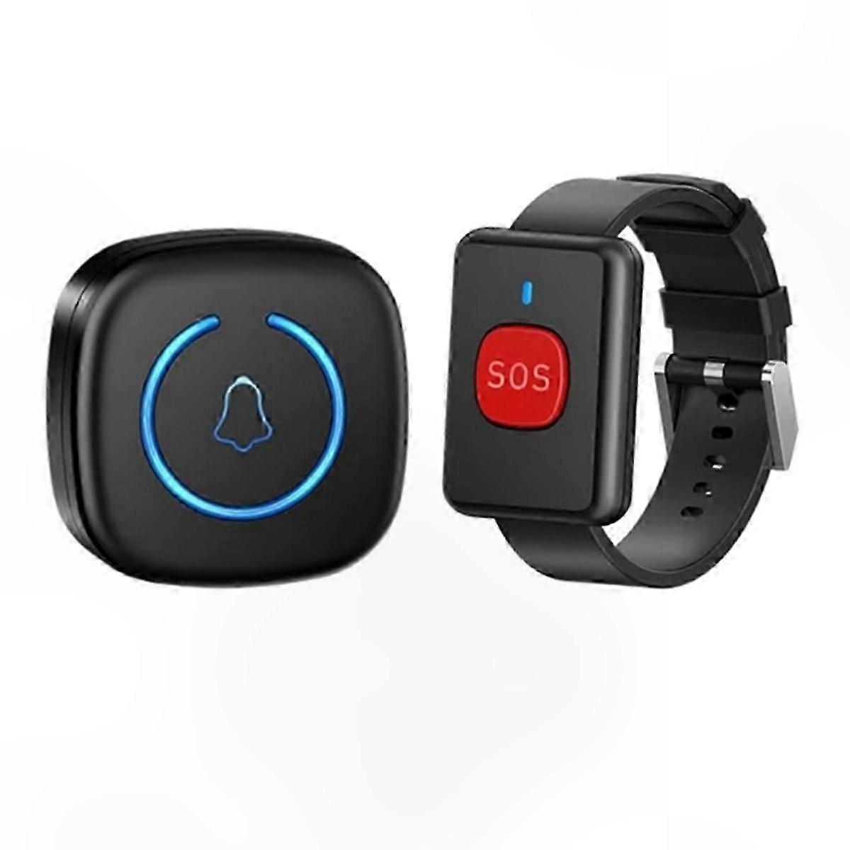 Black Wireless Emergency Call Button Pager for SOS Alerts