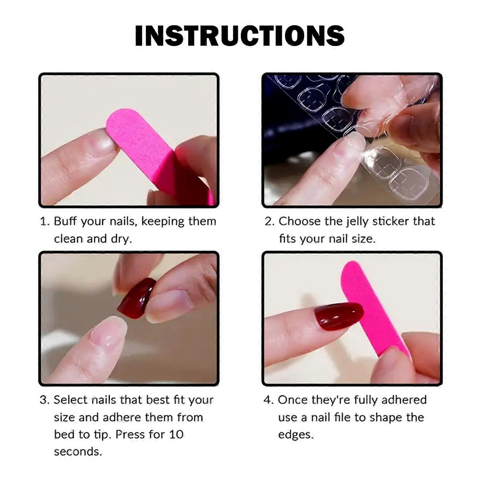 Press On Nails Fake Nails Kit Square Medium Long Reusable Removable Instant Manicure