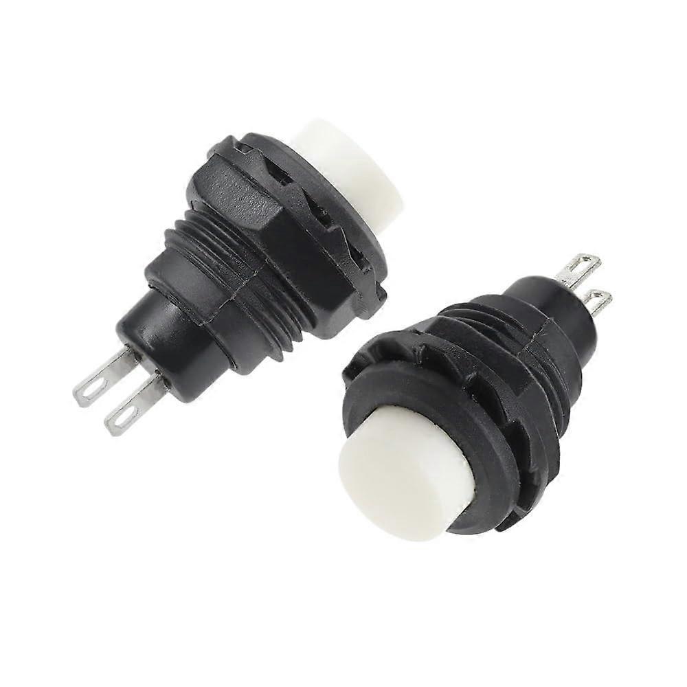 6pcs 12mm Round Head Push Button Switch, Self Resetting Momentary Switch 2A 125V White NO