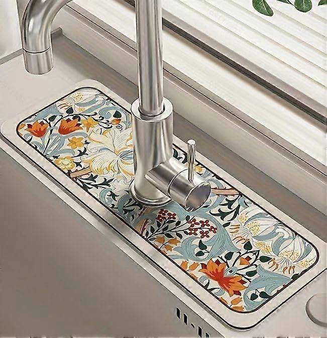 Faucet Splash Guard Absorbent Drip Mat with NonSlip Backing for Kitchen Sink Counter