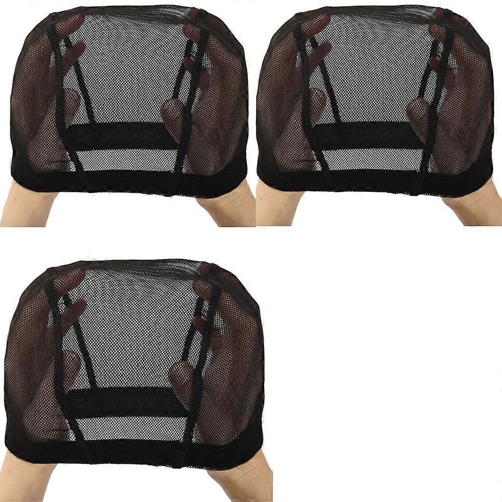 3PCS Black Breathable Dome Mesh Wig Cap for Making Wigs Stretchable Spandex Liner Average Size