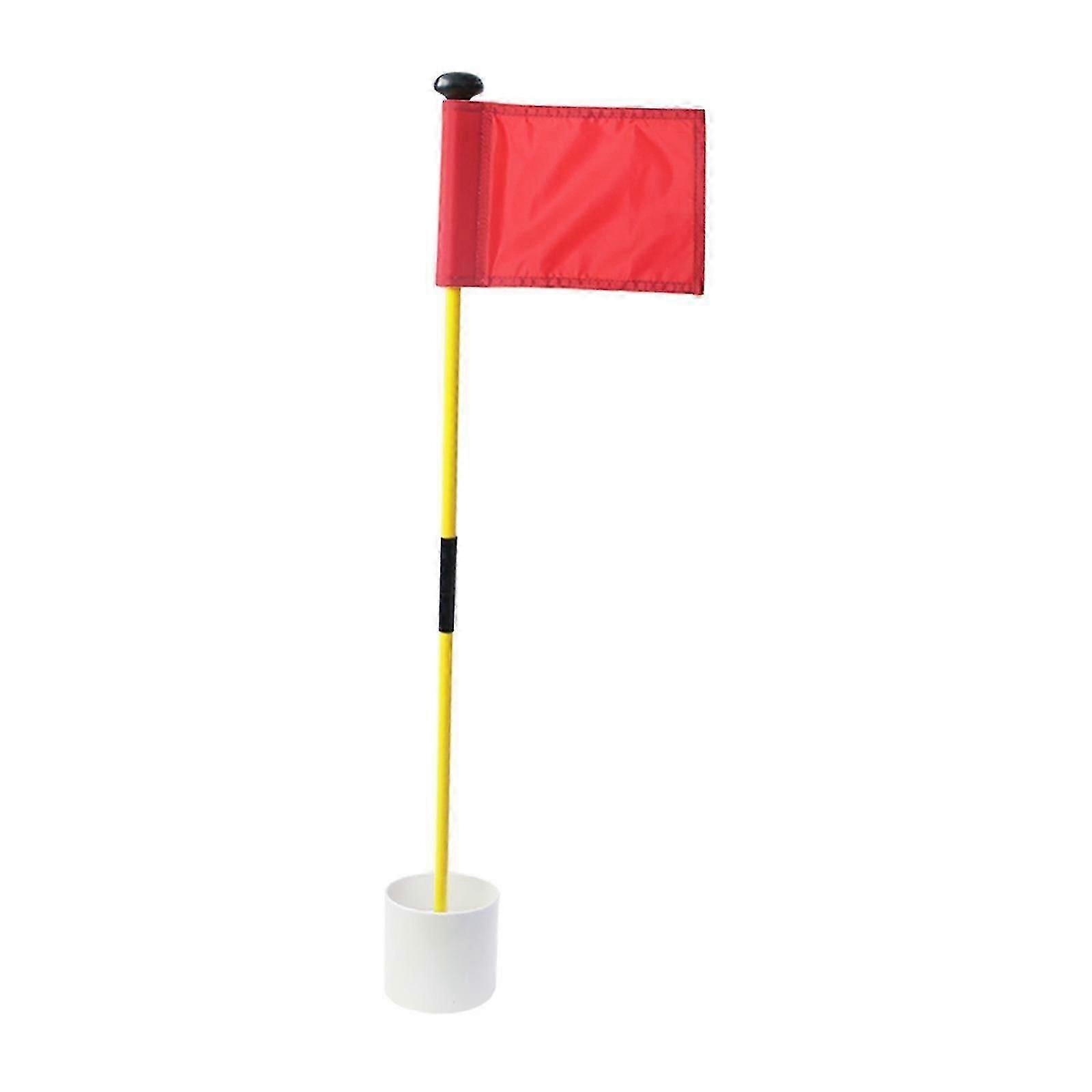 Backyard Practice Golf Hole Pole Flag Cup Stick Folding Putting Flagstick White