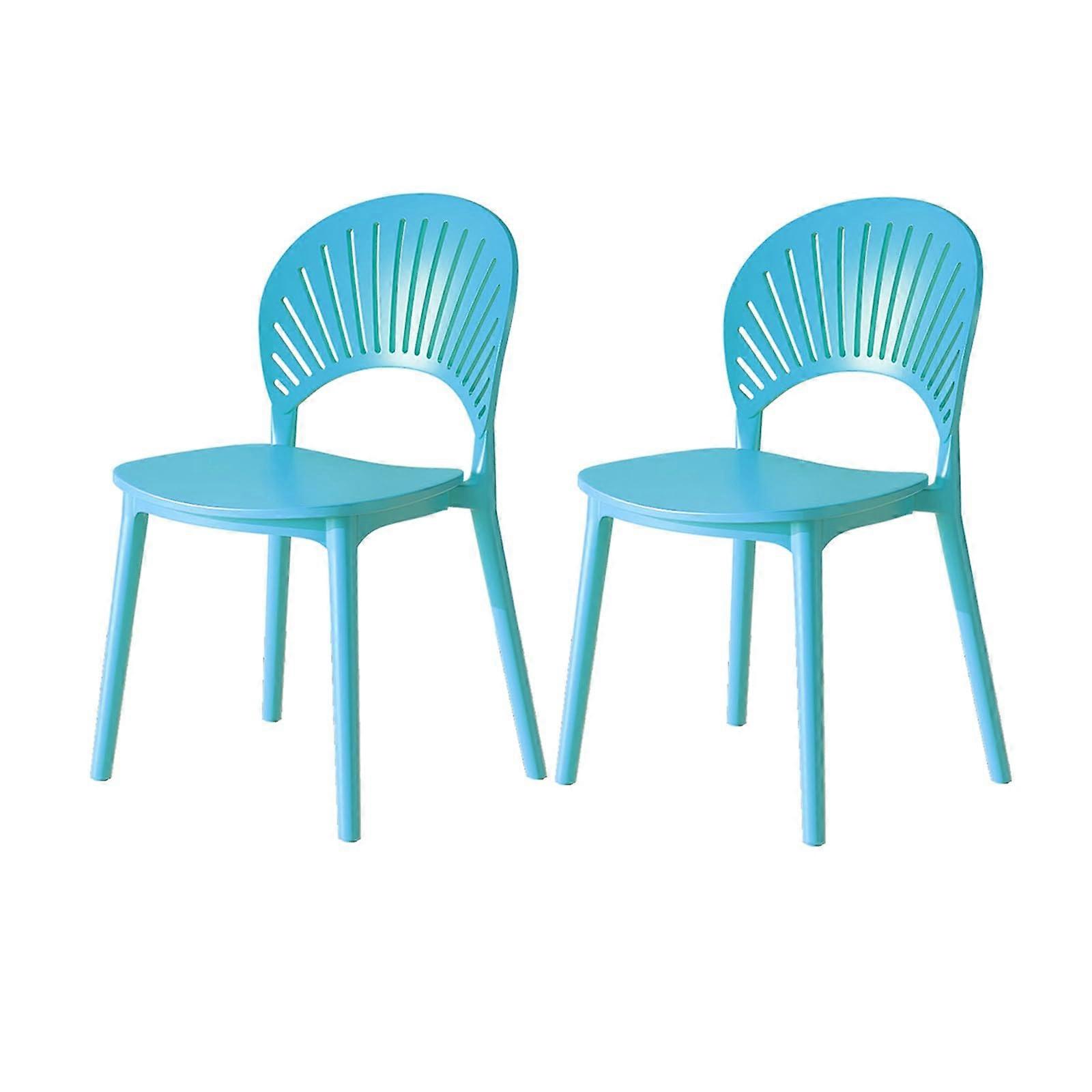 2pcs Stackable Plastic Dining Chairs with Ergonomic Back Support, Lightweight No Assembly Blue Chairs for Home Office Kitchen and Events