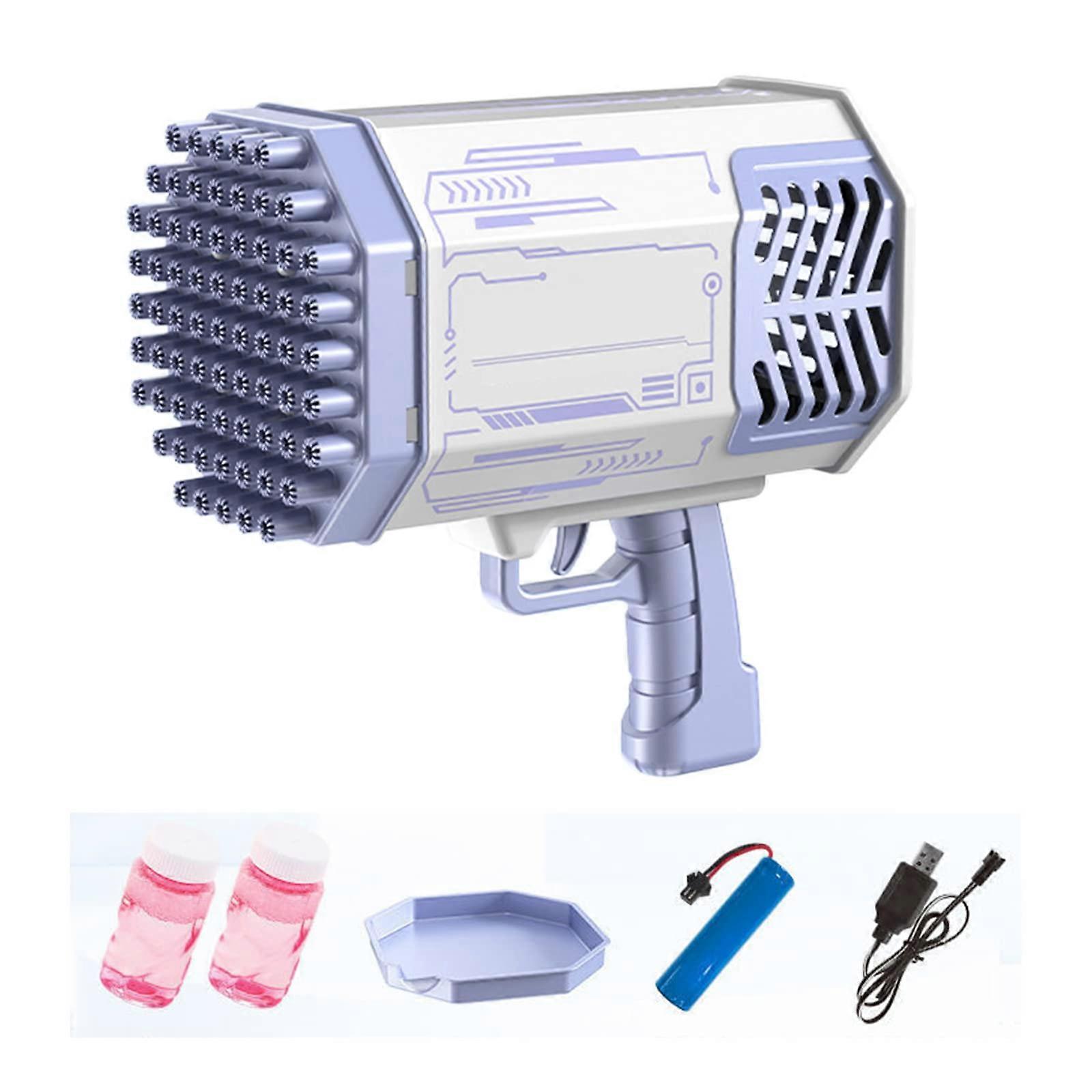 69 Hole Bubble Gun with Lights, Rocket Shaped Automatic Electric Bubble Maker for Parties