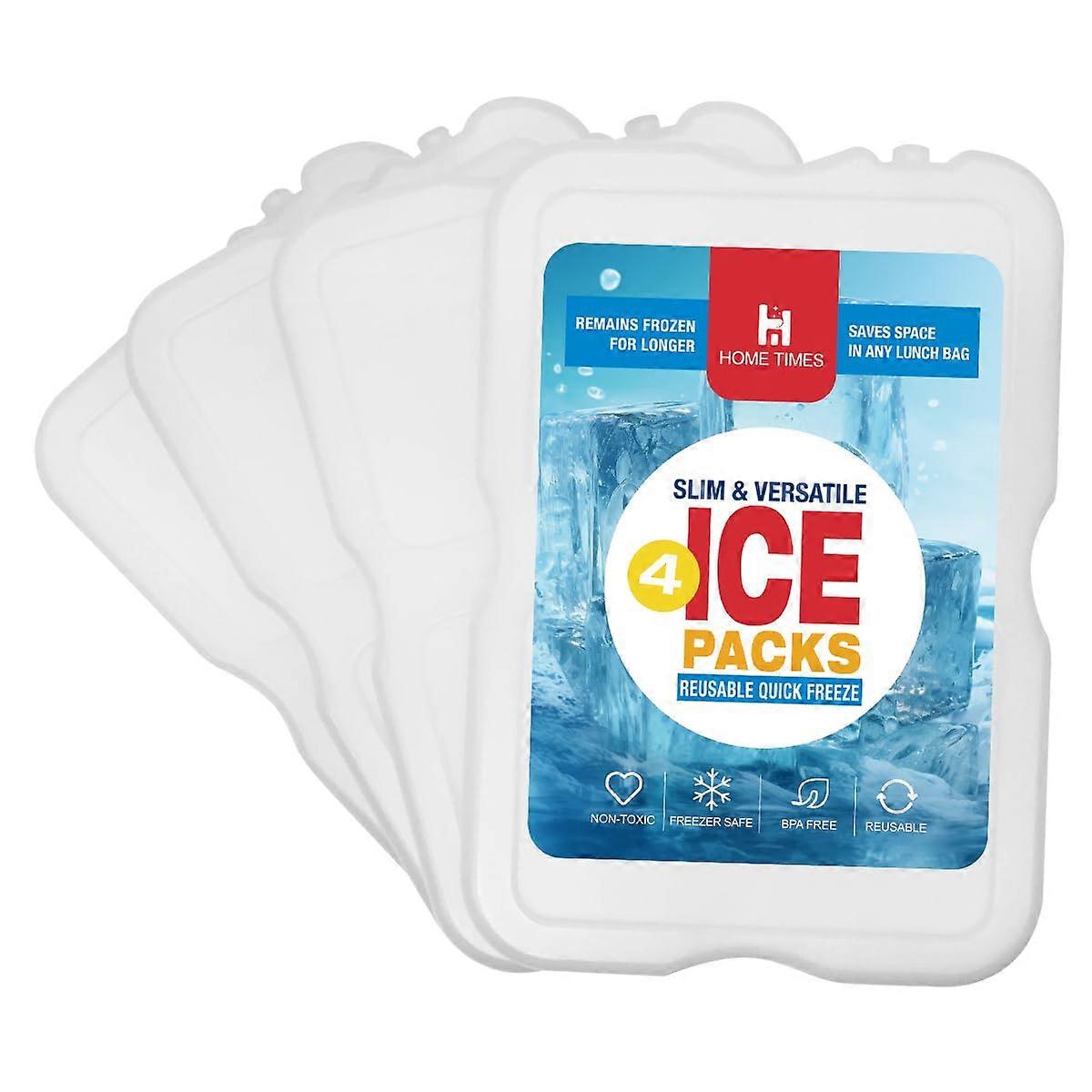 Slim Reusable Ice Packs for Lunch Boxes 4 Pack Space Saving Quick Freeze Cooling