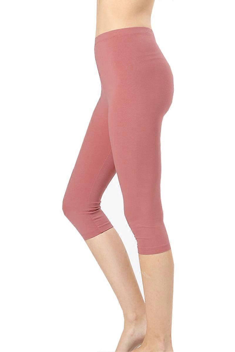 Plus Size Essential Basic Cotton Spandex Stretch Below Knee 15" Length Leggings