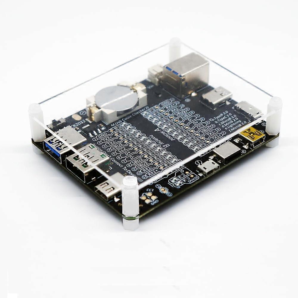USB Cable Tester Board USB Cable Checker Data Wire with Acrylic Case Charging Test Data Line Type-C Micro Type A Type B