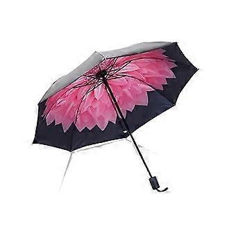 Compacte reisparaplu, winddicht, UV-beschermend, anti-UV vinyl doek, watermeloenrood
