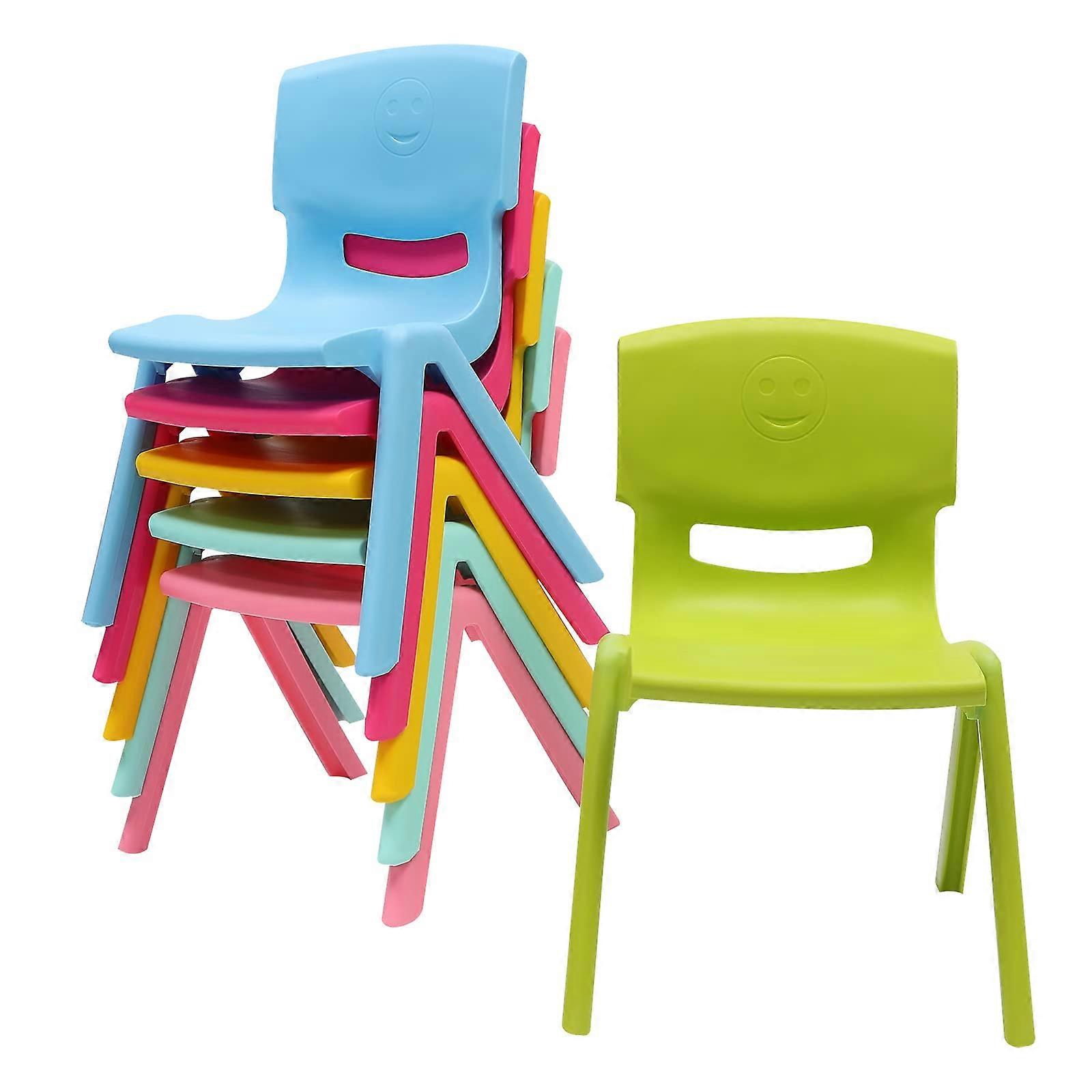 6 PCS Kids Stackable Chairs Set, Durable Plastic Preschool Seating with Ergonomic Backrest for Classroom