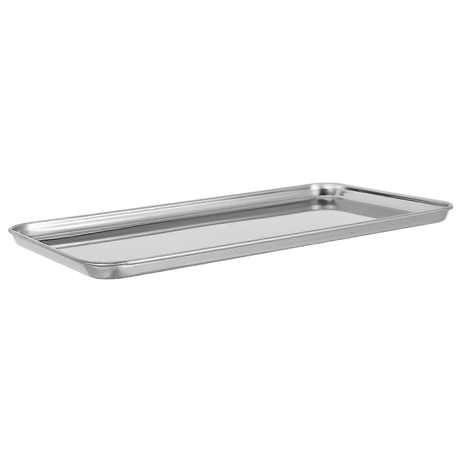 Practical Stainless Steel Plate Rectangular Tray for Storage Use 1Pcs